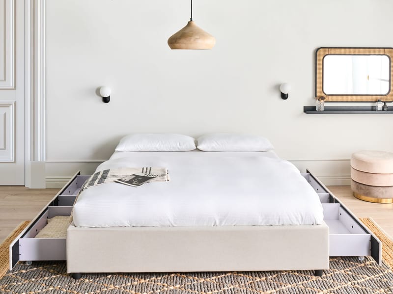 Dobbeltseng Prades 140x200 cm - Lys beige - Møbler - Senger - Senger med oppbevaring