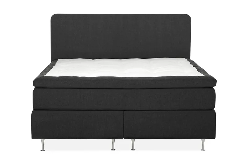 Dolly Sengepakke – Kontinentalseng 210x210 cm i Stoff med Sengegavl + Overmadrass, Grå