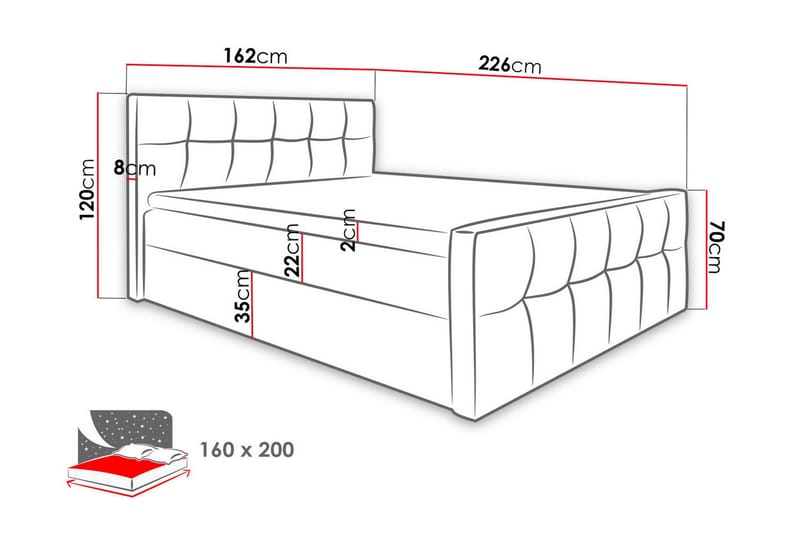 Doncaster Sengpakke Kontinentalseng 160x200 cm - Rød - Møbler - Senger - Kontinentalsenger