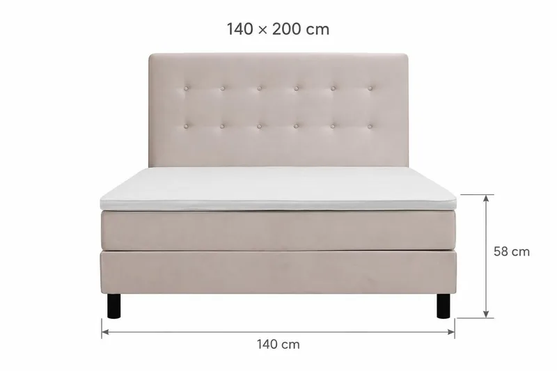Dream Komplett sengepakke 140x200 cm Knapper - Beige - Møbler - Senger - Komplett sengepakke