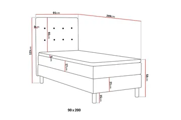 Dream komplett sengepakke 90x200 cm knapper - Grå - Møbler - Senger - Komplett sengepakke
