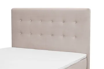 Dream Komplett Sengesæt med Knappet Sengegavl og Topmadras – Kontinentalseng 140x200 cm i Stof med Fasthedsgrad Medium - Beige - Møbler - Senger - Dobbeltsenger