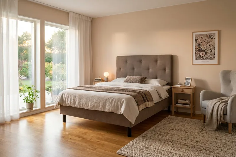 Dream komplett sengesett 120x200 cm asymmetriske knapper - Brun - Møbler - Senger - Kontinentalsenger