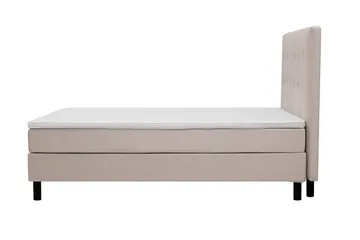 Dream Komplett Sengpakke med Knappet Sengegavl og Overmadrass – Kontinentalseng 120x200 cm i Stoff med Fasthetsgrad Medium - Beige - Møbler - Senger - Dobbeltsenger