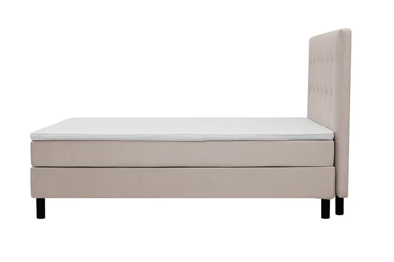 Dream Komplett Sengpakke med Knappet Sengegavl og Overmadrass – Kontinentalseng 120x200 cm i Stoff med Fasthetsgrad Medium - Beige - Møbler - Senger - Dobbeltsenger