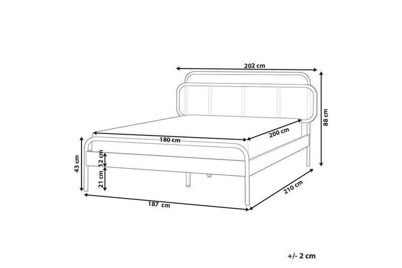 Dubbelsäng Beliani Boussicourt med lamellram 140x200 cm 180x200 - Møbler - Senger - Dobbeltsenger