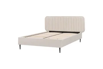 Dubbelsäng Beliani Brin med lamellram Beige-Svart, 140x200 cm Beige 140x200 - Møbler - Senger - Sengeramme & sengestamme
