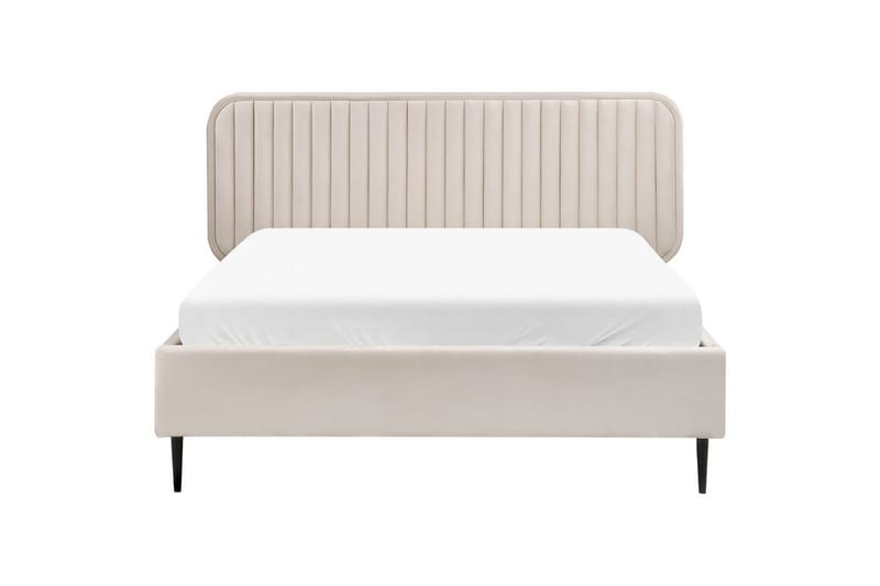 Dubbelsäng Beliani Brin med lamellram Beige-Svart, 140x200 cm Beige 140x200 - Møbler - Senger - Sengeramme & sengestamme