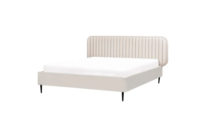 Dubbelsäng Beliani Brin med lamellram Beige-Svart, 140x200 cm Beige 160x200