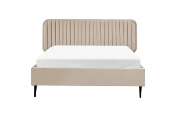 Dubbelsäng Beliani Brin med lamellram Beige-Svart, 140x200 cm Taupe 140x200 - Møbler - Senger - Sengeramme & sengestamme