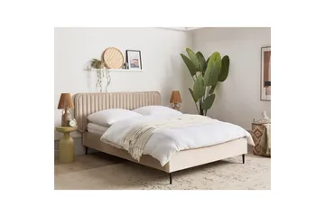 Dubbelsäng Beliani Brin med lamellram Beige-Svart, 140x200 cm Taupe 140x200 - Møbler - Senger - Sengeramme & sengestamme