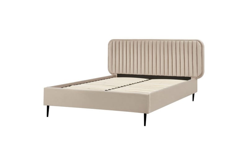 Dubbelsäng Beliani Brin med lamellram Beige-Svart, 140x200 cm Taupe 140x200 - Møbler - Senger - Sengeramme & sengestamme