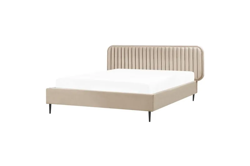 Dubbelsäng Beliani Brin med lamellram Beige-Svart, 140x200 cm Taupe 160x200