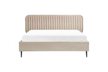 Dubbelsäng Beliani Brin med lamellram Beige-Svart, 140x200 cm Taupe 160x200 - Møbler - Senger - Sengeramme & sengestamme