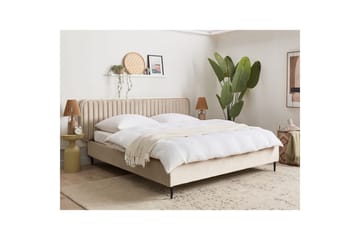 Dubbelsäng Beliani Brin med lamellram Beige-Svart, 140x200 cm Taupe 180x200 - Møbler - Senger - Sengeramme & sengestamme