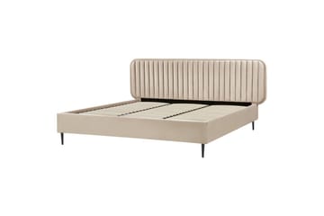 Dubbelsäng Beliani Brin med lamellram Beige-Svart, 140x200 cm Taupe 180x200 - Møbler - Senger - Sengeramme & sengestamme