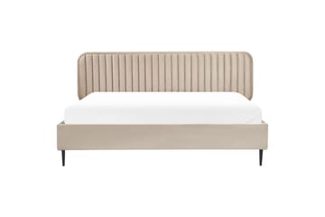 Dubbelsäng Beliani Brin med lamellram Beige-Svart, 140x200 cm Taupe 180x200 - Møbler - Senger - Sengeramme & sengestamme