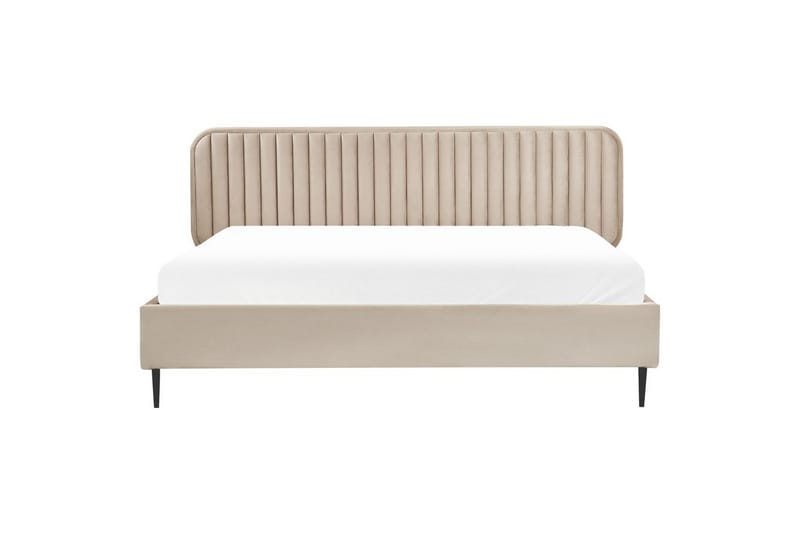 Dubbelsäng Beliani Brin med lamellram Beige-Svart, 140x200 cm Taupe 180x200 - Møbler - Senger - Sengeramme & sengestamme