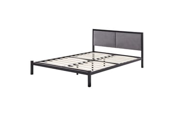 Dubbelsäng Beliani Clamart med lamellram Svart-Grå, 140x200 cm Black - Møbler - Senger - Sengeramme & sengestamme