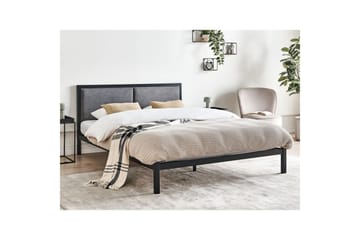 Dubbelsäng Beliani Clamart med lamellram Svart-Grå, 140x200 cm Black - Møbler - Senger - Sengeramme & sengestamme