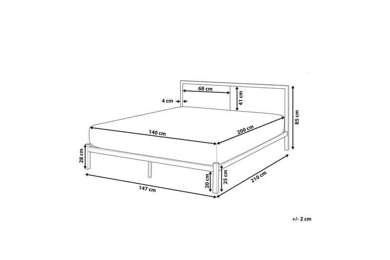 Dubbelsäng Beliani Clamart med lamellram Svart-Grå, 140x200 cm Black - Møbler - Senger - Sengeramme & sengestamme
