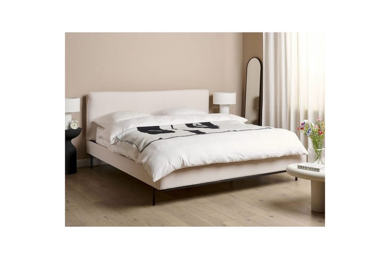Dubbelsäng Beliani Corio med lamellram Beige-Svart, 140x200 cm Beige 180x200 - Møbler - Senger - Dobbeltsenger