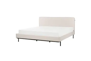 Dubbelsäng Beliani Corio med lamellram Beige-Svart, 140x200 cm Beige 180x200