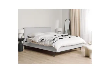 Dubbelsäng Beliani Corio med lamellram Beige-Svart, 140x200 cm Grey 160x200 - Møbler - Senger - Sengeramme & sengestamme