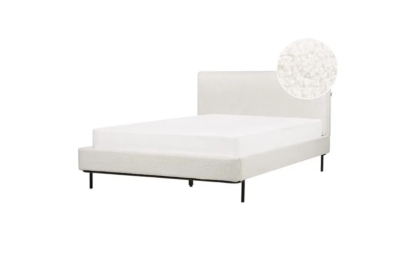 Dubbelsäng Beliani Corio med lamellram Beige-Svart, 140x200 cm White 140x200