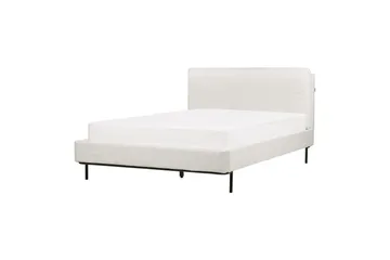 Dubbelsäng Beliani Corio med lamellram Beige-Svart, 140x200 cm White 140x200 - Møbler - Senger - Dobbeltsenger