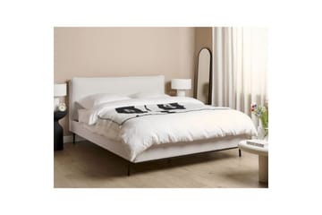 Dubbelsäng Beliani Corio med lamellram Beige-Svart, 140x200 cm White 160x200 - Møbler - Senger - Dobbeltsenger