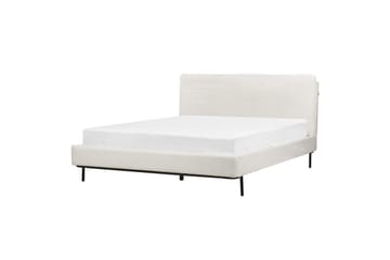Dubbelsäng Beliani Corio med lamellram Beige-Svart, 140x200 cm White 160x200 - Møbler - Senger - Dobbeltsenger
