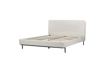 Dubbelsäng Beliani Corio med lamellram Beige-Svart, 140x200 cm White 160x200 - Møbler - Senger - Dobbeltsenger