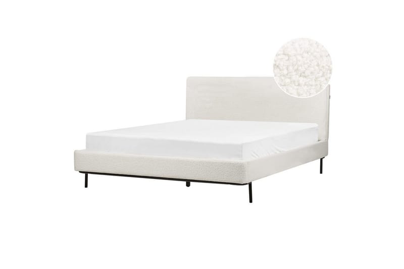 Dubbelsäng Beliani Corio med lamellram Beige-Svart, 140x200 cm White 160x200