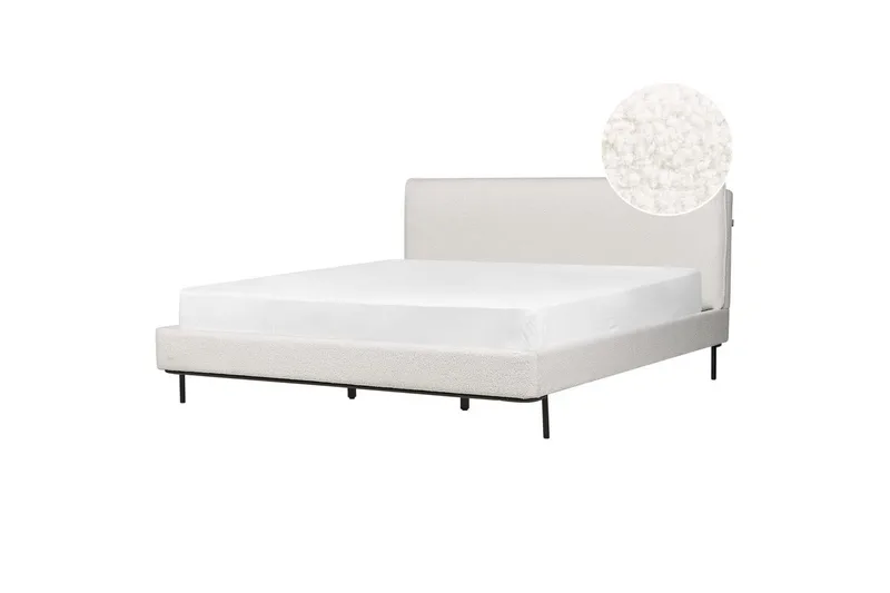 Dubbelsäng Beliani Corio med lamellram Beige-Svart, 140x200 cm White 180x200