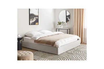 Dubbelsäng Beliani Dinan med lamellram Beige, 160x200 cm Grey 180x200 - Møbler - Senger - Senger med oppbevaring