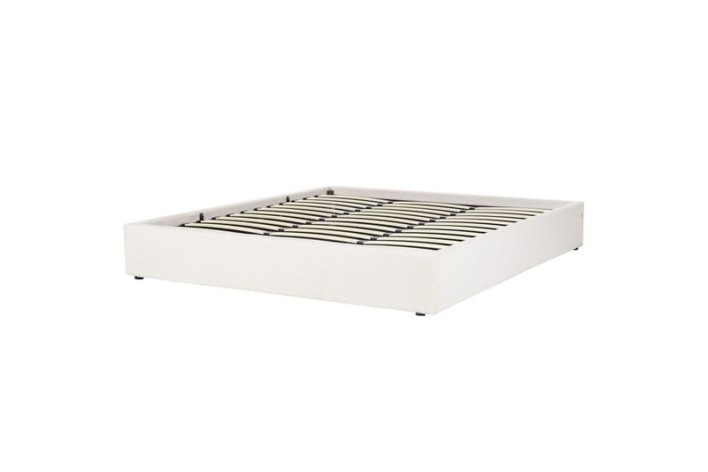 Dubbelsäng Beliani Dinan med lamellram Beige, 160x200 cm White 180x200 - Møbler - Senger - Senger med oppbevaring