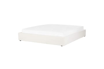 Dubbelsäng Beliani Dinan med lamellram Beige, 160x200 cm White 180x200 - Møbler - Senger - Senger med oppbevaring