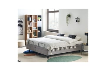 Dubbelsäng Beliani Duke II Beige-Svart, 160x200 cm Grey 160x200 - Møbler - Senger - Regulerbare senger