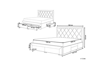 Dubbelsäng Beliani Lievin med förvaring 140x200 cm 180x200 - Møbler - Senger - Senger med oppbevaring