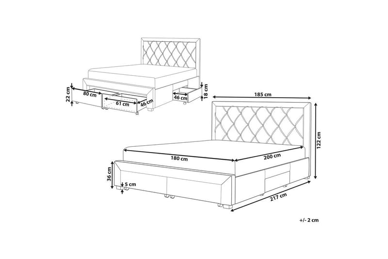 Dubbelsäng Beliani Lievin med förvaring 140x200 cm 180x200 - Møbler - Senger - Senger med oppbevaring