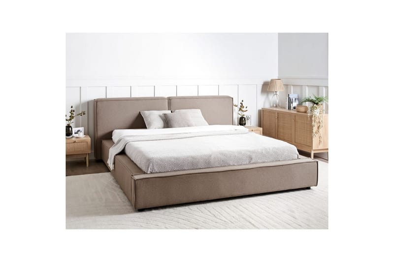 Dubbelsäng Beliani Linards med lamellram Brun-Svart, 160x200 cm Brown 180x200 VALUE_MISSING_4 - Møbler - Senger - Sengeramme & sengestamme