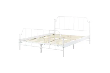 Dubbelsäng Beliani Mauressac med lamellram Svart, 140x200 cm White 140x200 - Møbler - Senger - Sengeramme & sengestamme