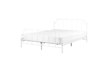 Dubbelsäng Beliani Mauressac med lamellram Svart, 140x200 cm White 140x200 - Møbler - Senger - Sengeramme & sengestamme