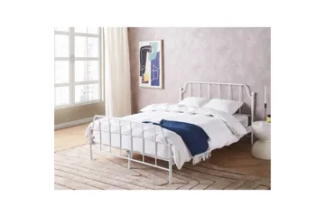 Dubbelsäng Beliani Mauressac med lamellram Svart, 140x200 cm White 140x200 - Møbler - Senger - Sengeramme & sengestamme