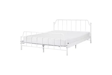 Dubbelsäng Beliani Mauressac med lamellram Svart, 140x200 cm White 160x200 - Møbler - Senger - Sengeramme & sengestamme