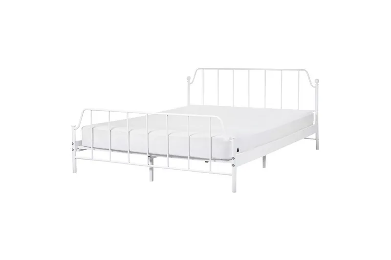 Dubbelsäng Beliani Mauressac med lamellram Svart, 140x200 cm White 160x200