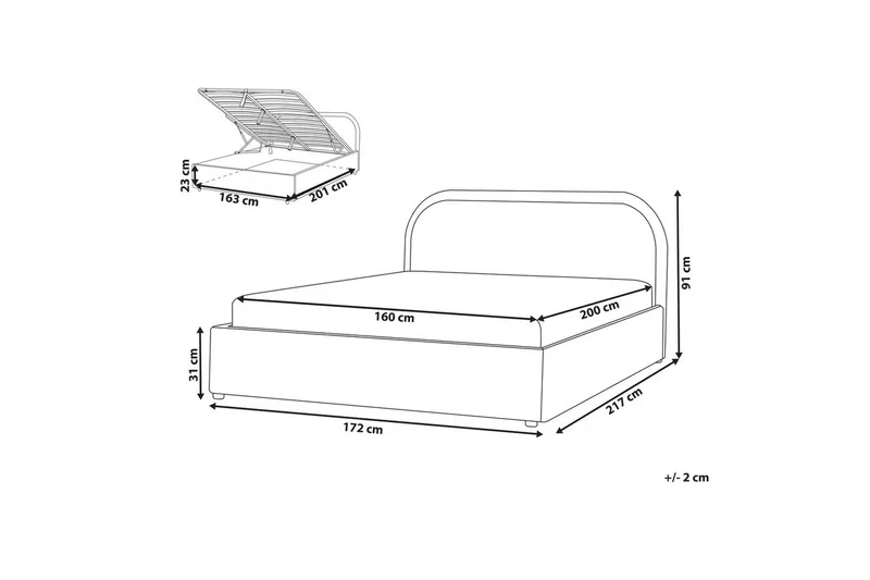 Dubbelsäng Beliani Quillien med förvaring 140x200 cm 160x200 - Møbler - Senger - Senger med oppbevaring