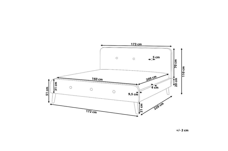 Dubbelsäng Beliani Rennes II med lamellram Grey - Møbler - Senger - Sengeramme & sengestamme