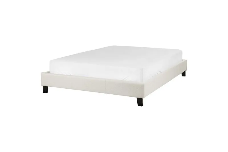 Dubbelsäng Beliani Roanne med lamellram Beige-Mörkt Trä, 140x200 cm, Bouclé Beige 140x200 VALUE_MISSING_1